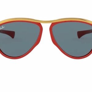 Ray-Ban Red and Gold Aviator Sunglasses with Dark Lenses